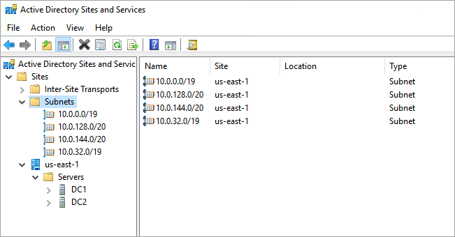 Sites and Services configuration