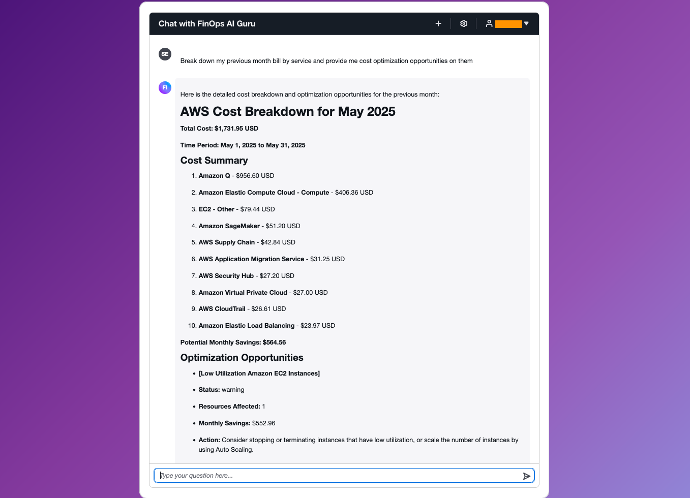 Application sample chat