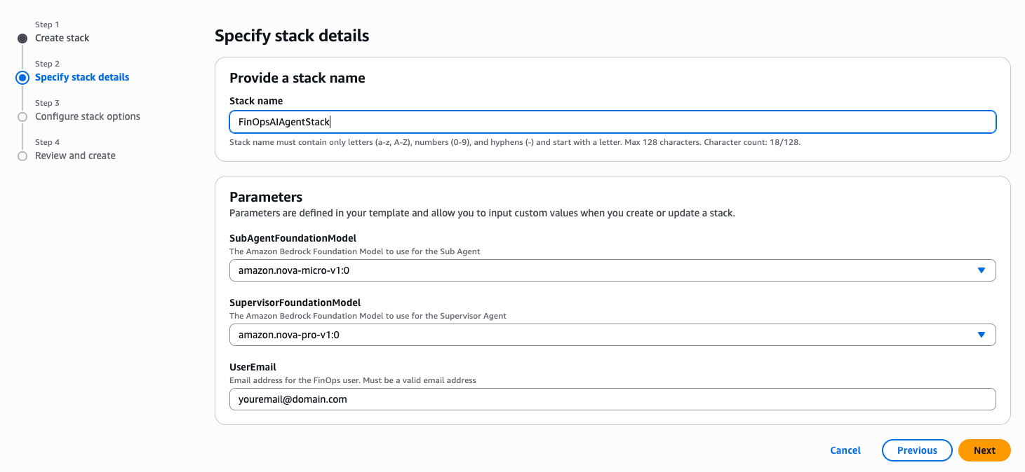 CloudFormation Stack inputs