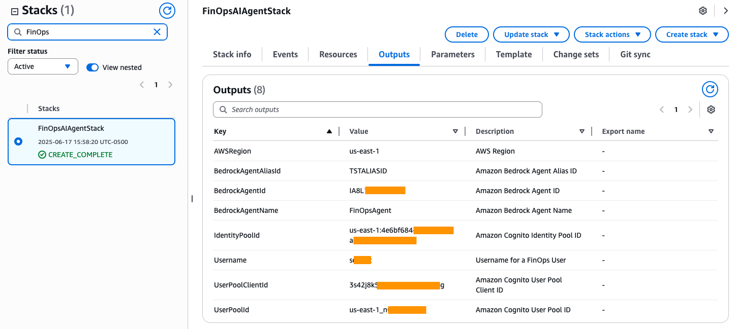 CloudFormation Stack outputs
