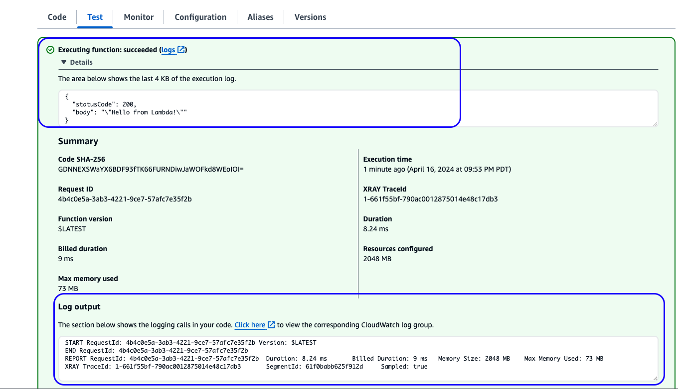 Lambda invoke succeeded