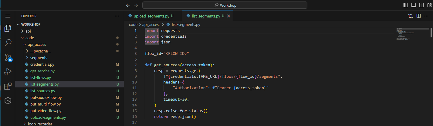 Screenshot of the supplied list segments file