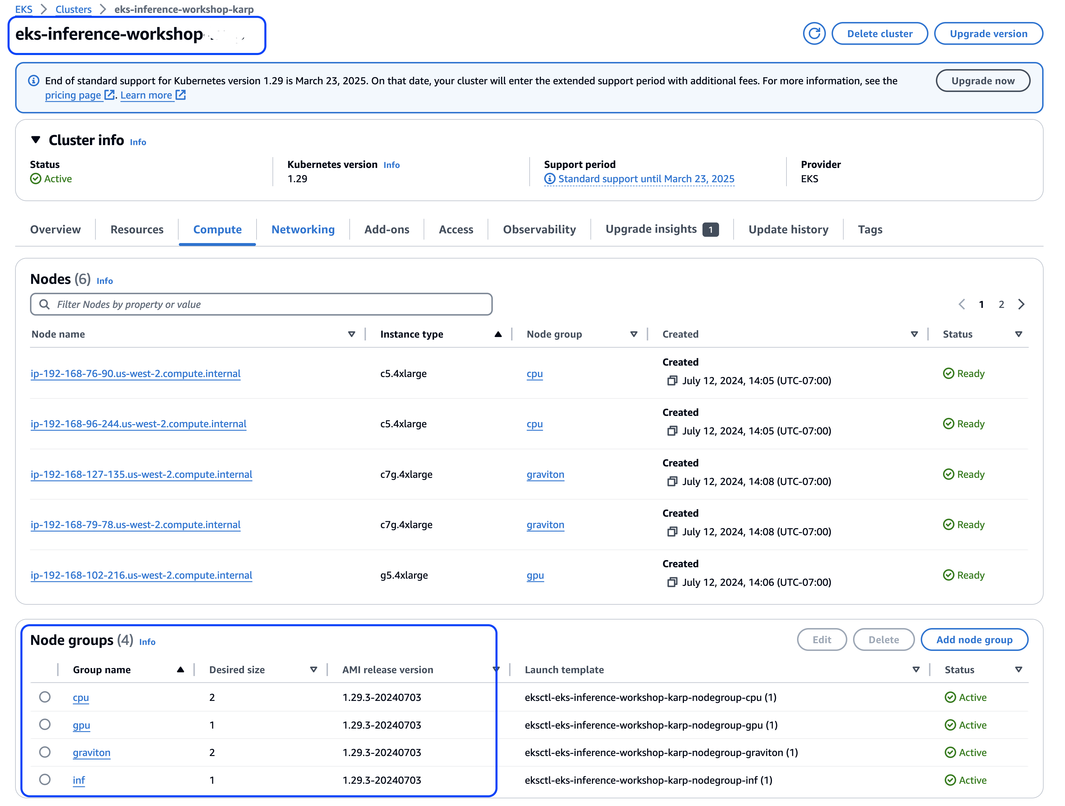 Provisioned EKS cluster with Node Groups