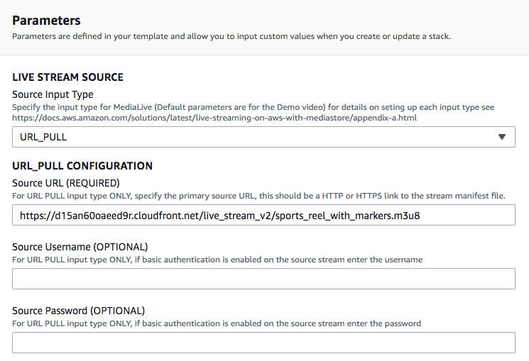 URL Pull (HLS) Input Configuration