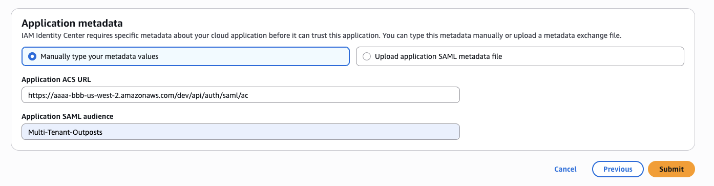 Application metadata config