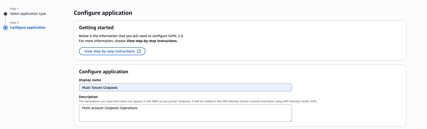 Configure Application Details