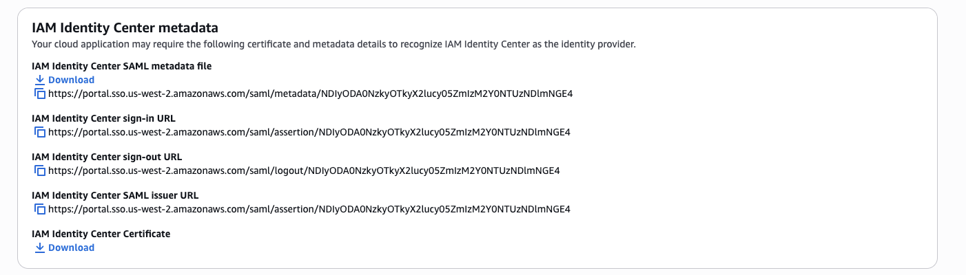 Identity Center Metadata