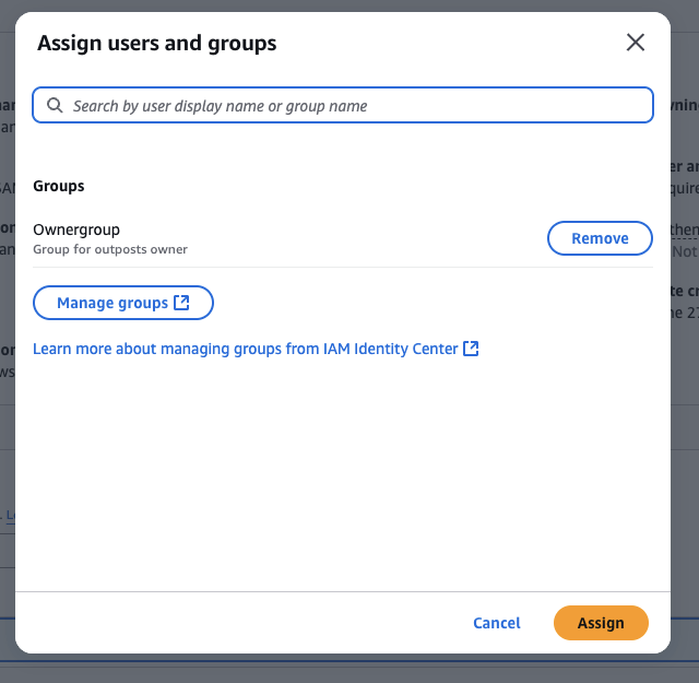 Selecting the user for assignment