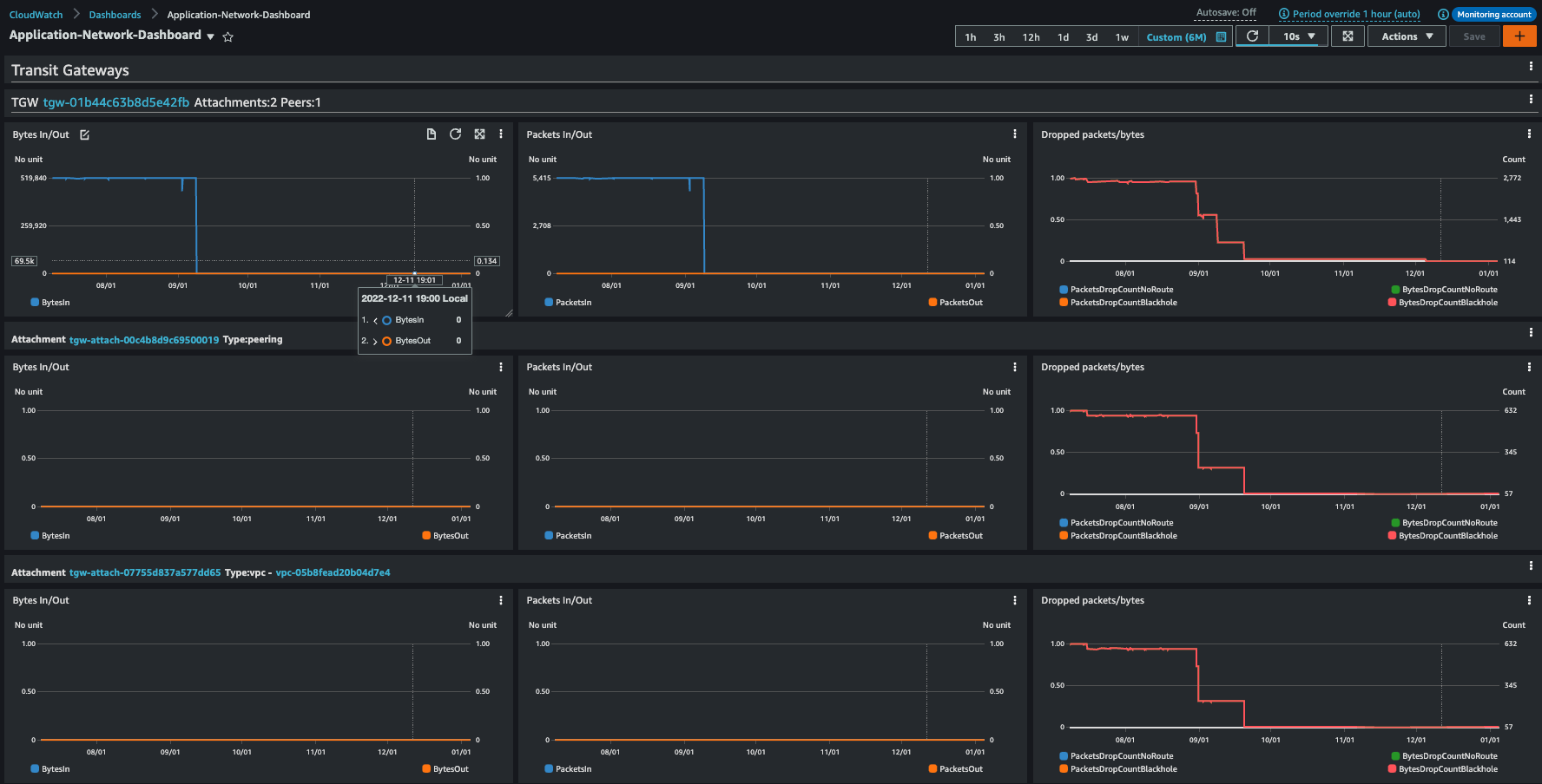 Networking Dashboard - TGW view