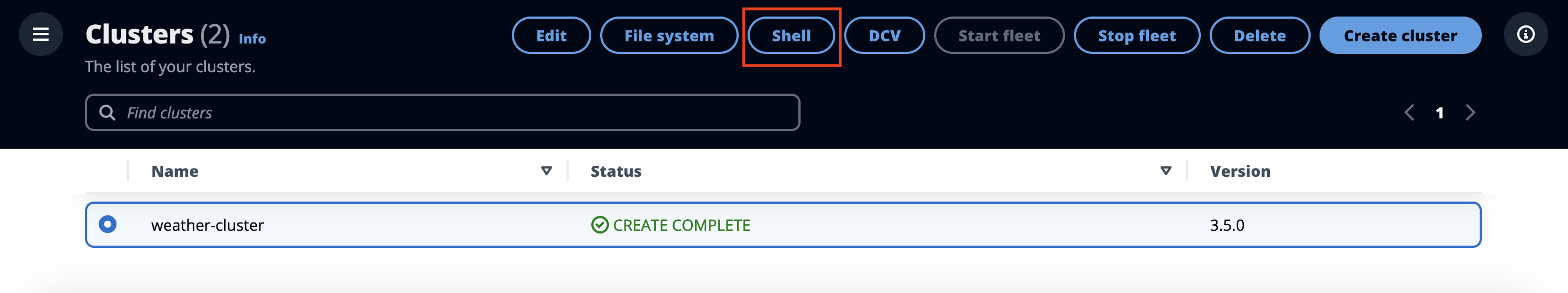 Connect Cluster - Shell