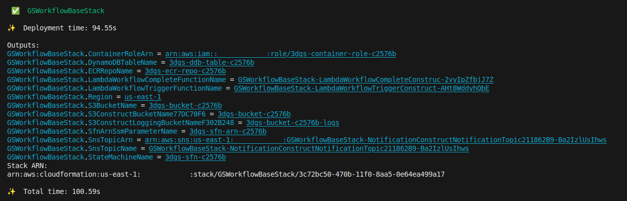 CDK Base Stack Output