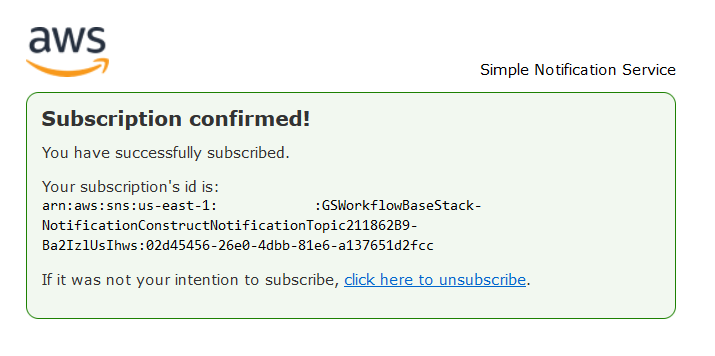 SNS Subscription Confirmation