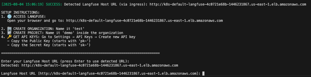 Edit LangFuse configuration interface