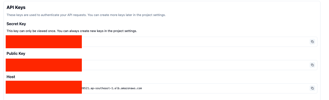 LangFuse secret keys page finish