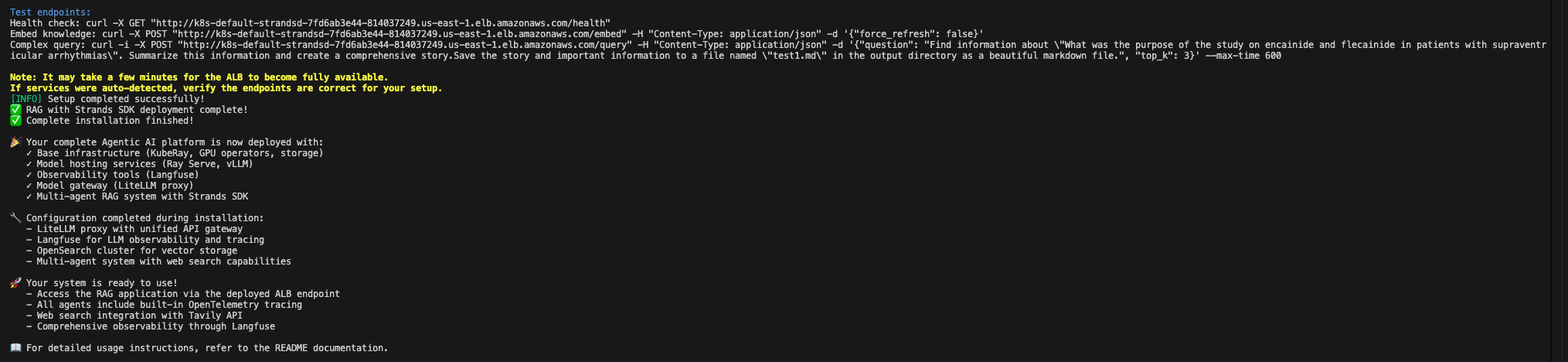 Successful deployment completion message